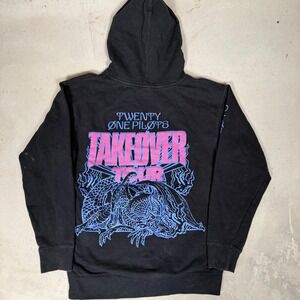 Twenty One Pilots Takeover Tour Hoodie Black Dragon Graphic Mens Medium